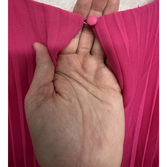 CECE Ruffle Pleated Shift Dress Womens Size 1X Bright Rose Lined - Picture 9 of 9